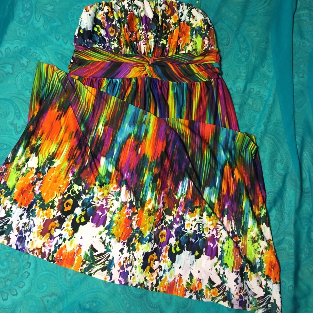 Knot waist strapless maxi dress RAINBOW 🌈